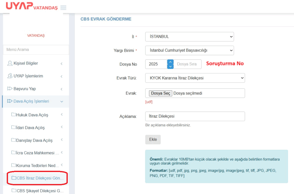 E-devlet Takipsizlik Kararına İtiraz Dilekçesinin Gönderilmesi